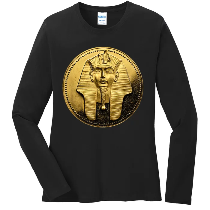 Egyptian King Pharoah Coin King Tut Ladies Long Sleeve Shirt