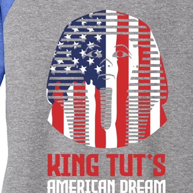 Egyptian King Statue Funny King Tut's American Dream Gift Women's Tri-Blend 3/4-Sleeve Raglan Shirt