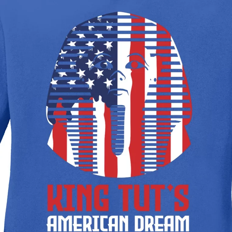 Egyptian King Statue Funny King Tut's American Dream Gift Ladies Long Sleeve Shirt