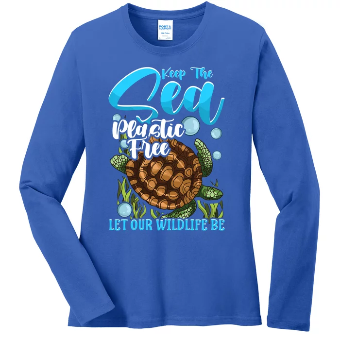 Environtal Keep The Sea Plastic Free Save Wildlife Turtle Gift Ladies Long Sleeve Shirt