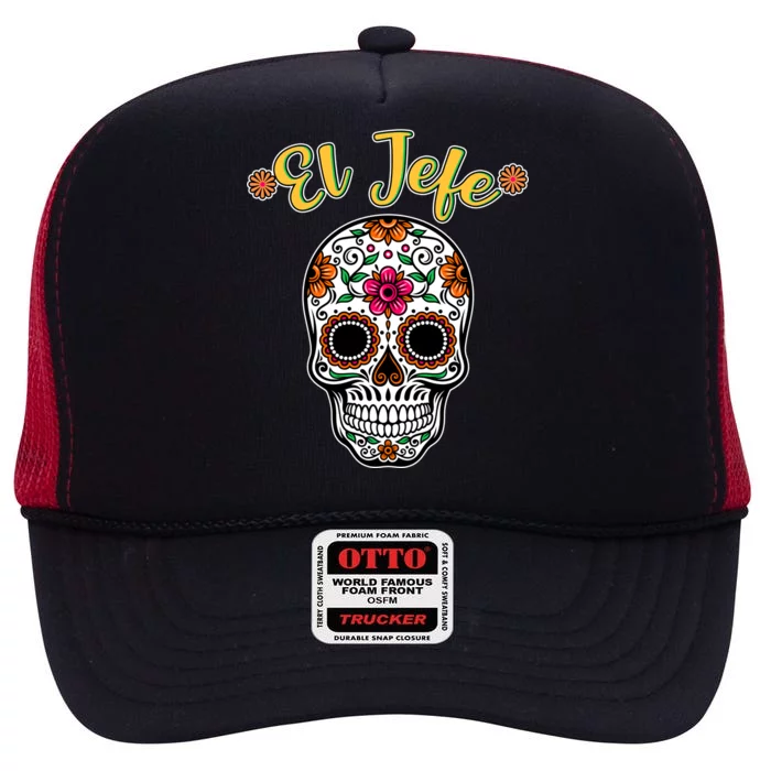 El Jefe Dia De Los Muertos High Crown Mesh Trucker Hat