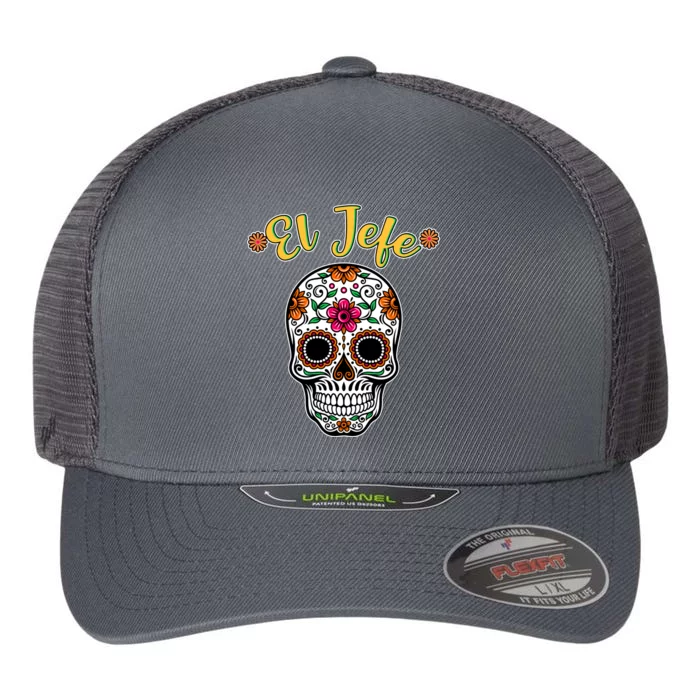 El Jefe Dia De Los Muertos Flexfit Unipanel Trucker Cap