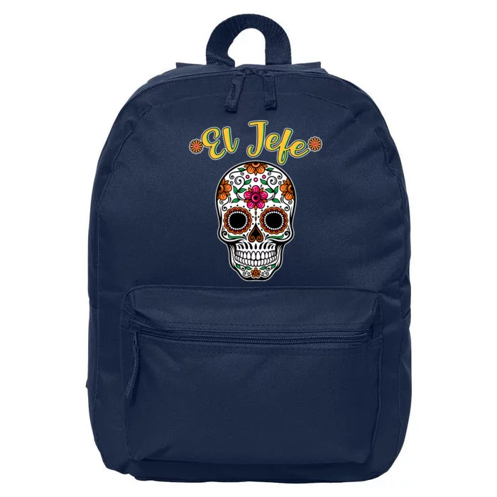 El Jefe Dia De Los Muertos 16 in Basic Backpack