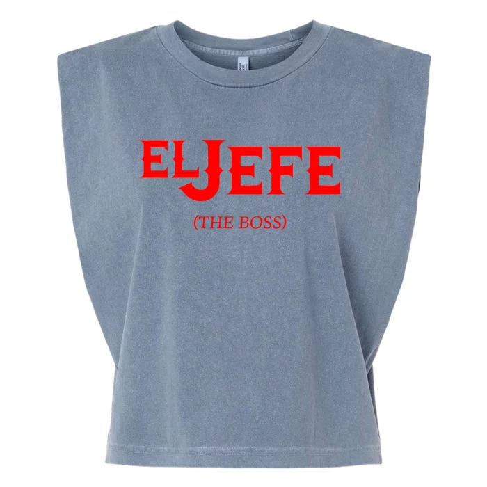 El Jefe (The Boss) Funny Text Logo Garment-Dyed Women's Muscle Tee