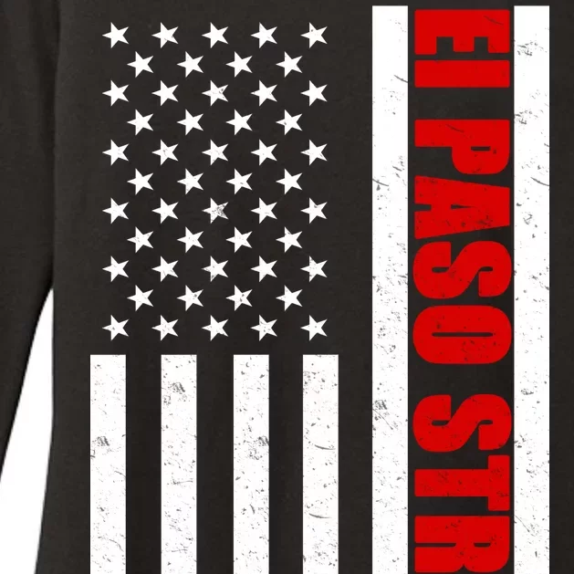 El Paso Strong American Flag Womens CVC Long Sleeve Shirt