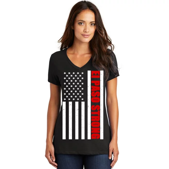 El Paso Strong American Flag Women's V-Neck T-Shirt