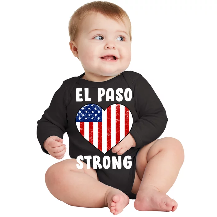 El Paso Strong American Texas Heart Baby Long Sleeve Bodysuit