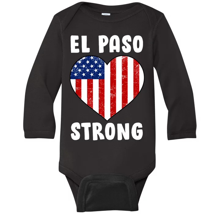 El Paso Strong American Texas Heart Baby Long Sleeve Bodysuit