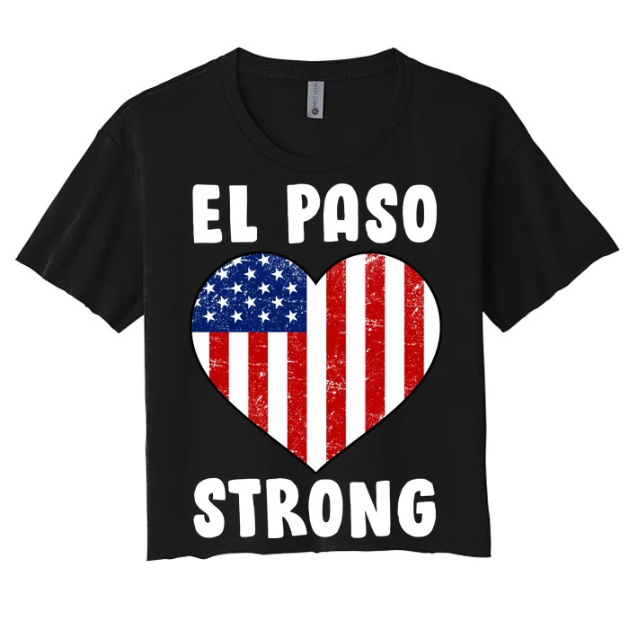 El Paso Strong American Texas Heart Women's Crop Top Tee