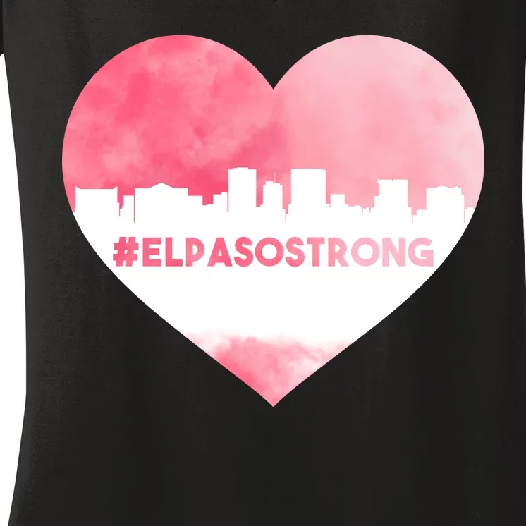 #El Paso Strong Texas Skyline Heart Women's V-Neck T-Shirt