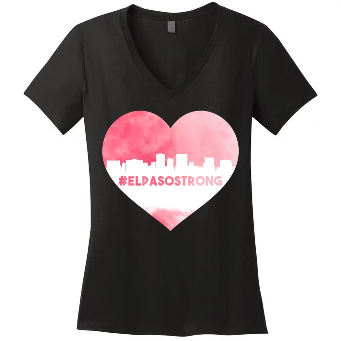 #El Paso Strong Texas Skyline Heart Women's V-Neck T-Shirt