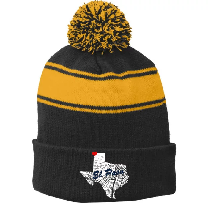 El Paso Texas State Stripe Pom Pom Beanie