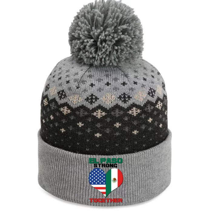 El Paso Texas Strong Together Heart The Baniff Cuffed Pom Beanie