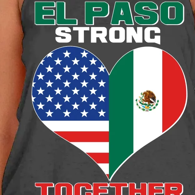 El Paso Texas Strong Together Heart Women's Knotted Racerback Tank