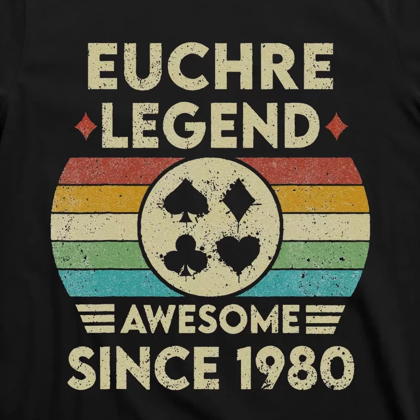 Euchre Legend 42 Years Old Awesome Since 1980 Euchre T-Shirt