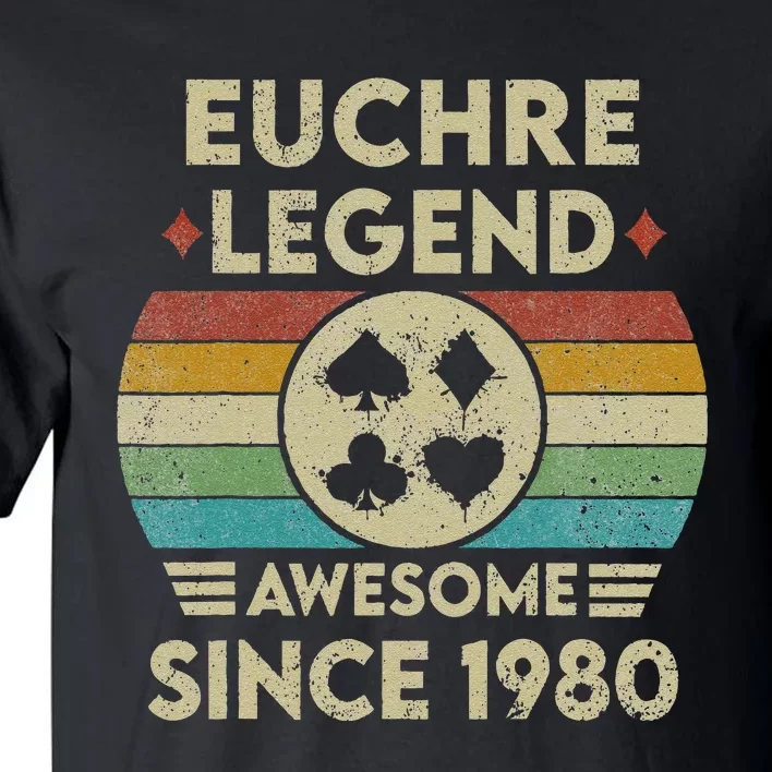 Euchre Legend 42 Years Old Awesome Since 1980 Euchre Tall T-Shirt