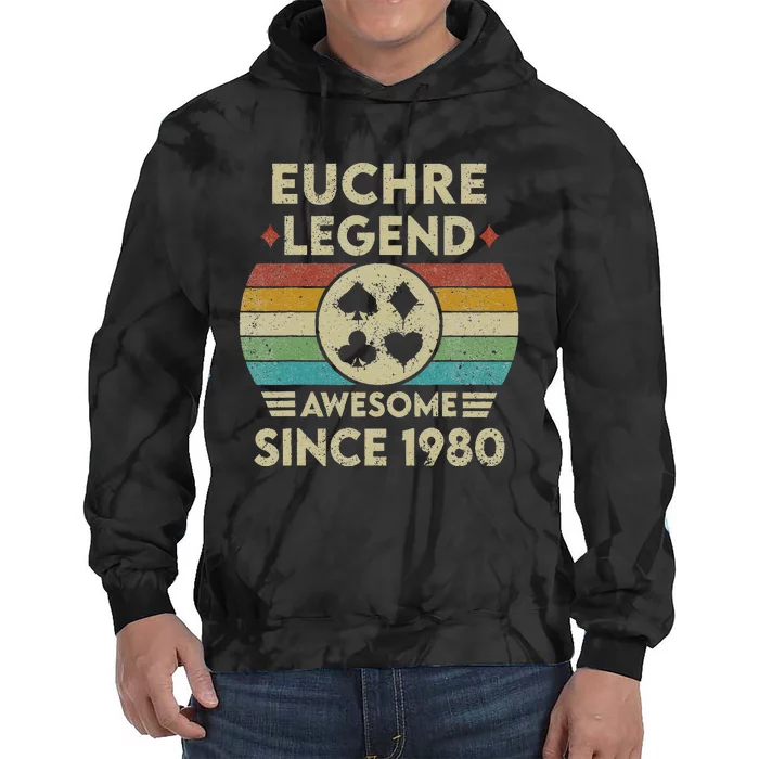 Euchre Legend 42 Years Old Awesome Since 1980 Euchre Tie Dye Hoodie