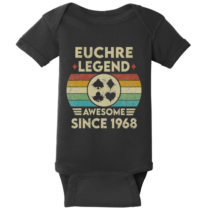 Euchre Legend 54 Years Old Awesome Since 1968 Euchre Baby Bodysuit