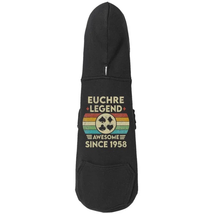 Euchre Legend 64 Years Old Awesome Since 1958 Euchre Doggie 3-End Fleece Hoodie