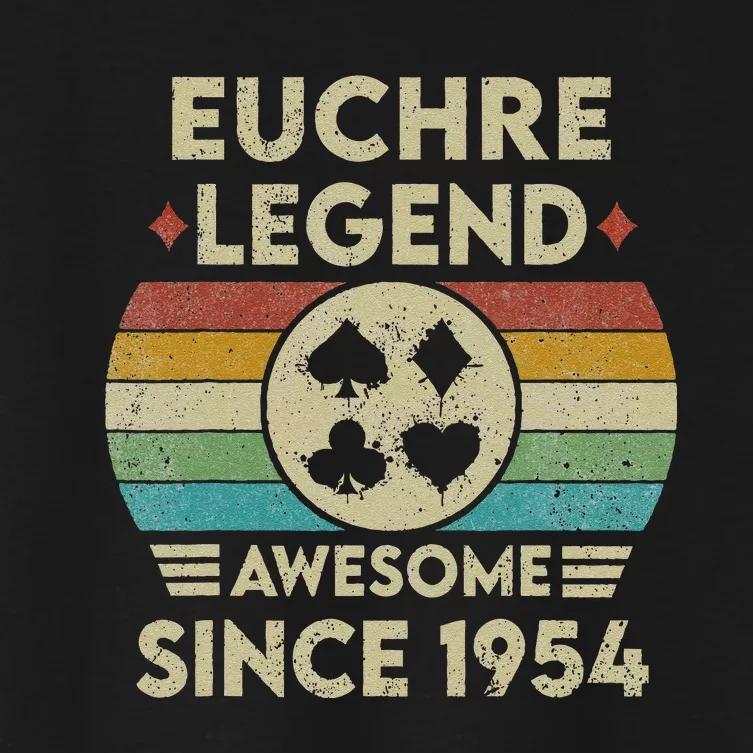 Euchre Legend 68 Years Old Awesome Since 1954 Euchre Women's Crop Top Tee