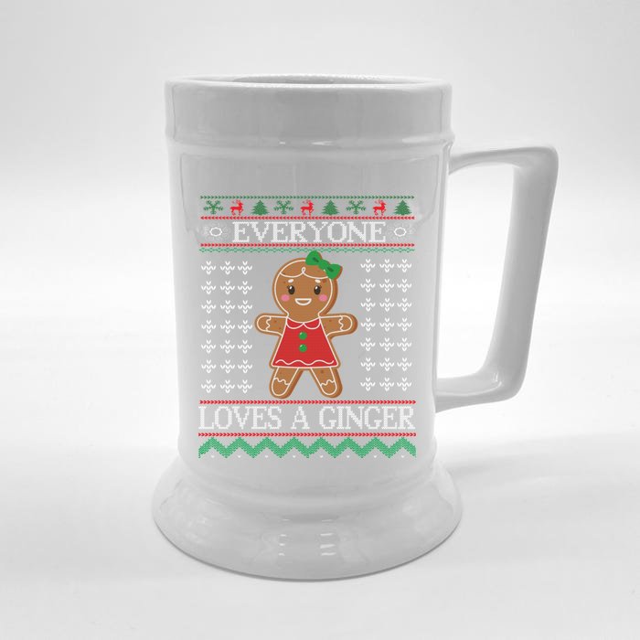 Everyone Loves A Ginger Ugly Christmas Sweaters Front & Back Beer Stein