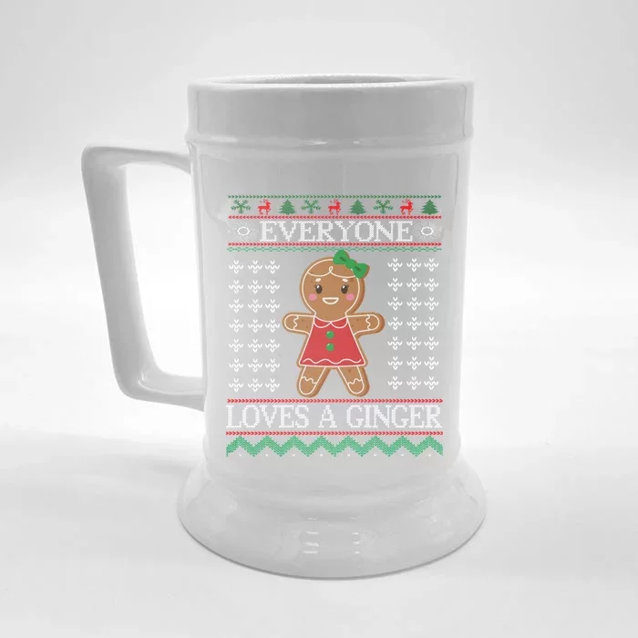 Everyone Loves A Ginger Ugly Christmas Sweaters Front & Back Beer Stein