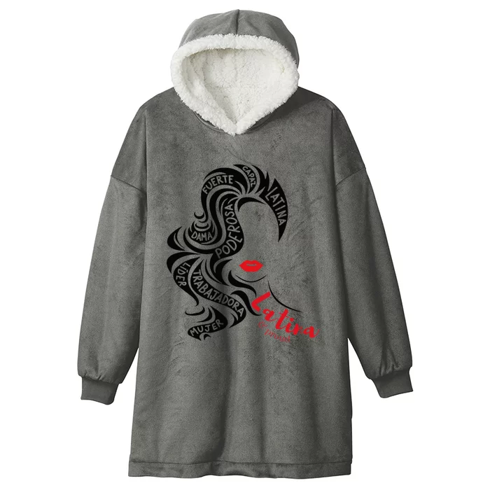 Empowered Latina AF Reina Poder Latina Pride Hispanic Hooded Wearable Blanket