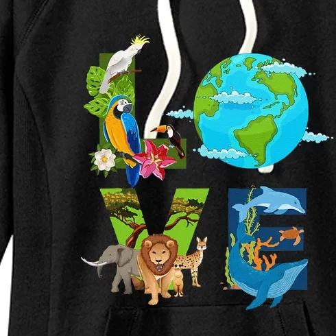 Earth Love Animals Environment Climate Change Earth Day Women's Fleece Hoodie