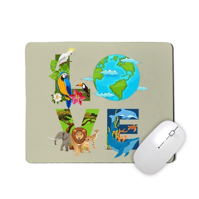 Earth Love Animals Environment Climate Change Earth Day Mousepad