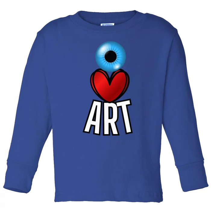 Eye Love Art With A Blue Eyeball A Heart And Word Art Toddler Long Sleeve Shirt