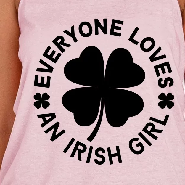 Everyone Loves An Irish Girl Green St Patricks Day Women's Knotted Racerback Tank