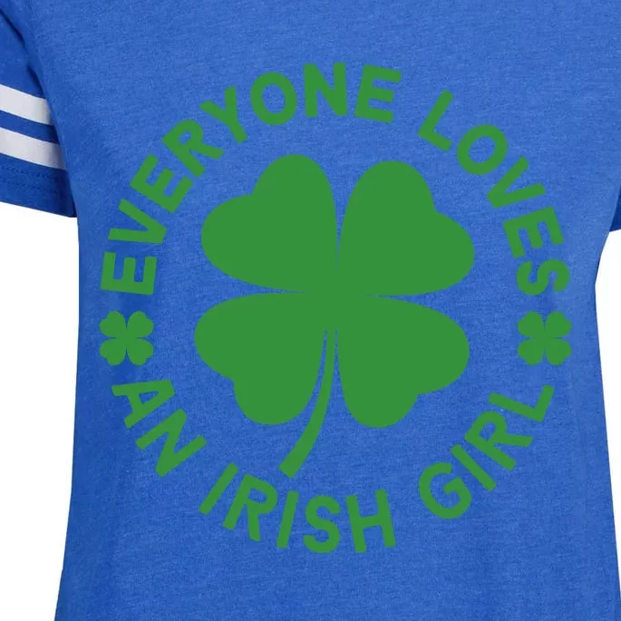 Everyone Loves An Irish Girl Green St Patricks Day Enza Ladies Jersey Football T-Shirt