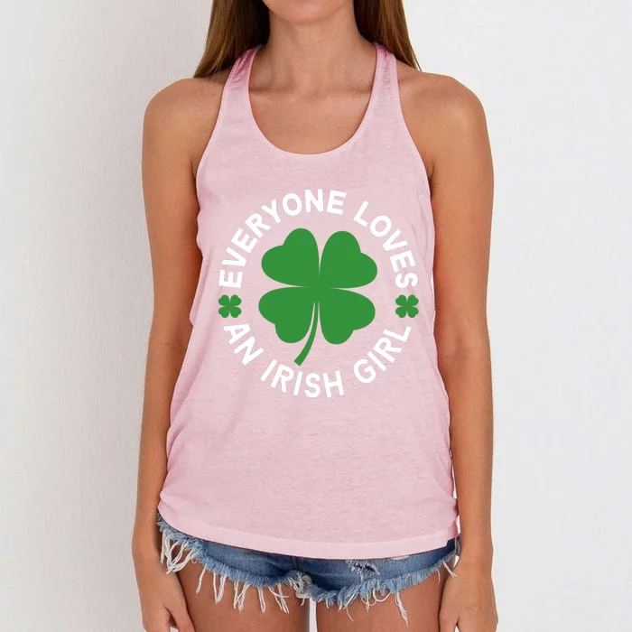 Everyone Loves An Irish Girl Green St Patricks Day Women's Knotted Racerback Tank