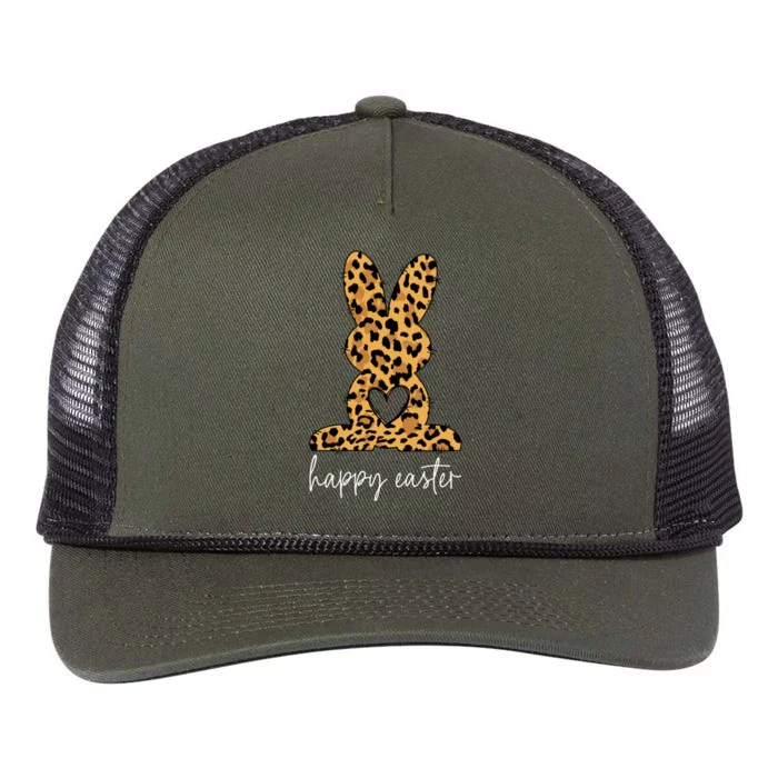 Easter Leopard Bunny Rabbit Palm Sunday Gift Retro Rope Trucker Hat Cap