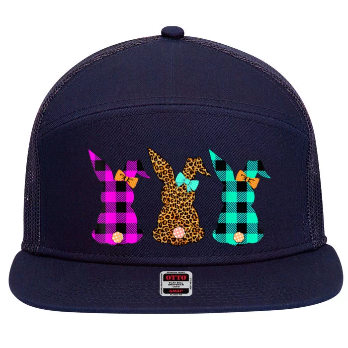 Easter Leopard Bunny Rabbit Palm Sunday Gift 7 Panel Mesh Trucker Snapback Hat