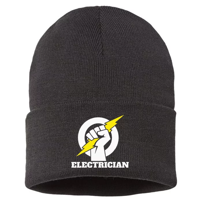 Electrician lightning bolt hand Electrician lightning hand Sustainable Knit Beanie