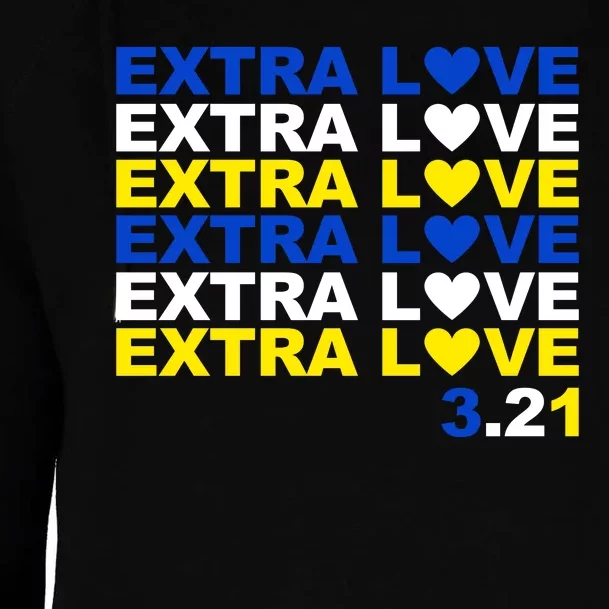 Extra Love Down Syndrome March Womens Funnel Neck Pullover Hood