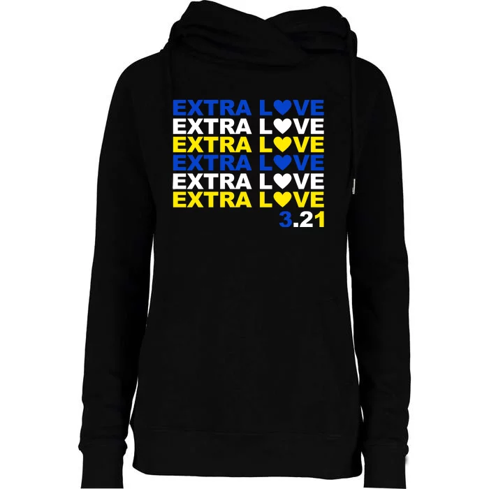 Extra Love Down Syndrome March Womens Funnel Neck Pullover Hood