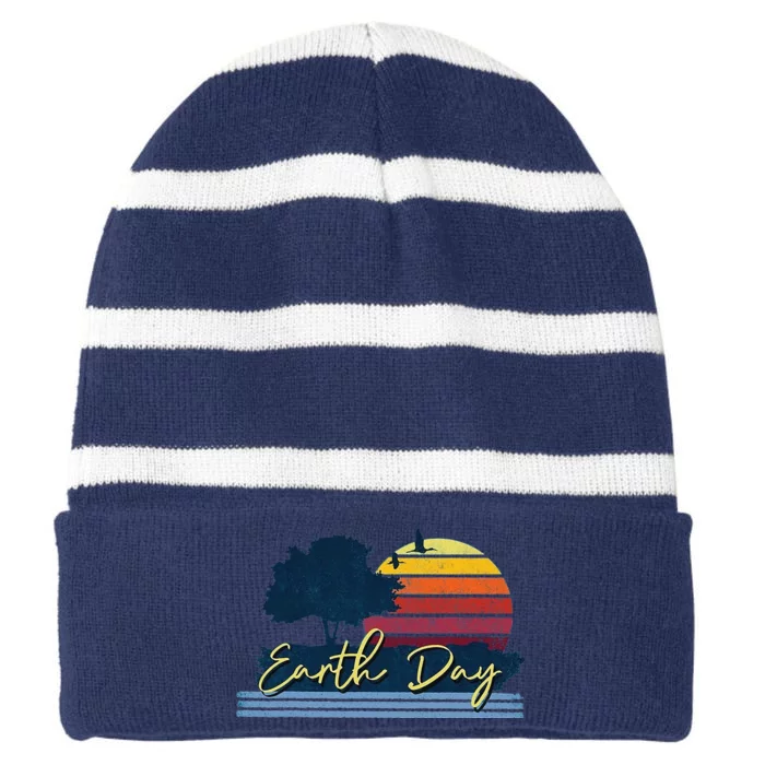 Earth Lovers, Earth Day, Earth Day, Earth Day Gift Striped Beanie with Solid Band