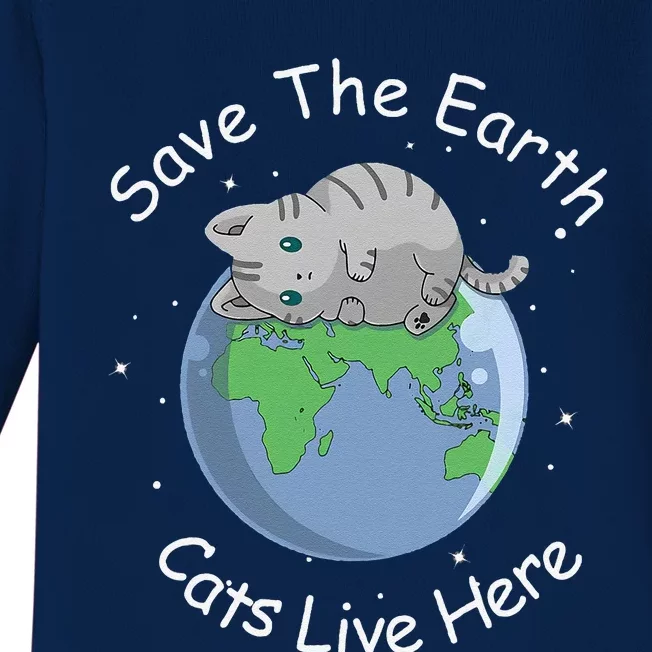 Earth Lovers Earth Day Earth Day Cat Earth Day Baby Long Sleeve Bodysuit