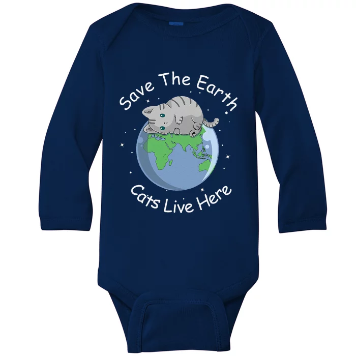 Earth Lovers Earth Day Earth Day Cat Earth Day Baby Long Sleeve Bodysuit