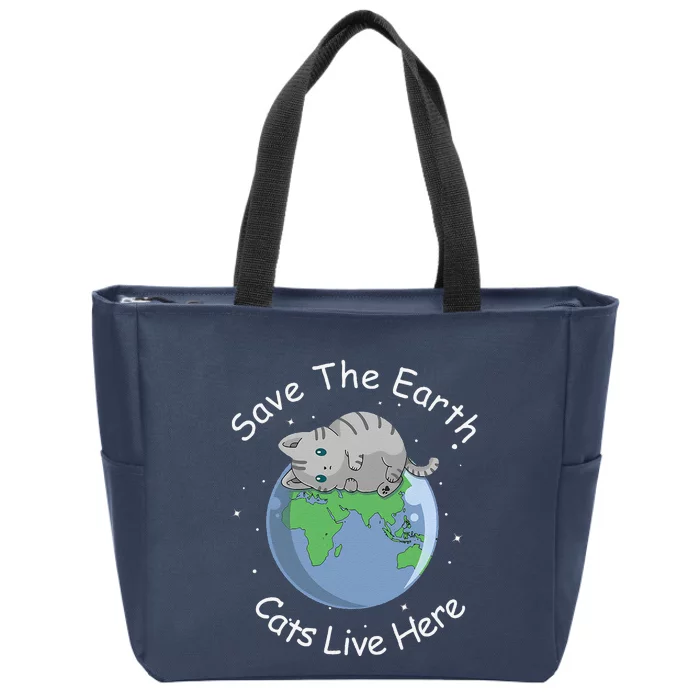 Earth Lovers Earth Day Earth Day Cat Earth Day Zip Tote Bag