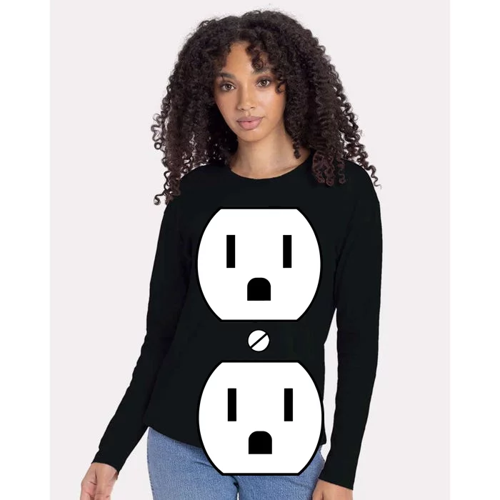 Electrial Outlet Plug Costume Womens Cotton Relaxed Long Sleeve T-Shirt