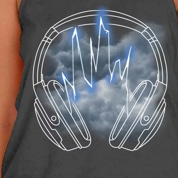 Electric Lighting Music Headphones Women's Knotted Racerback Tank