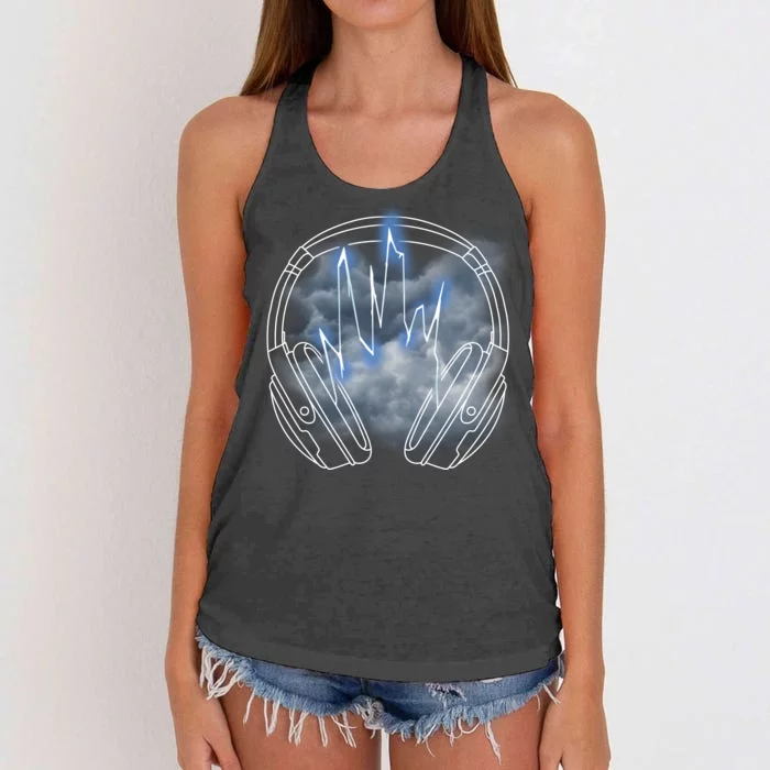 Electric Lighting Music Headphones Women's Knotted Racerback Tank