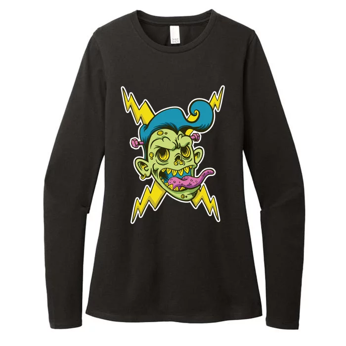 Electric Zombie Head Womens CVC Long Sleeve Shirt