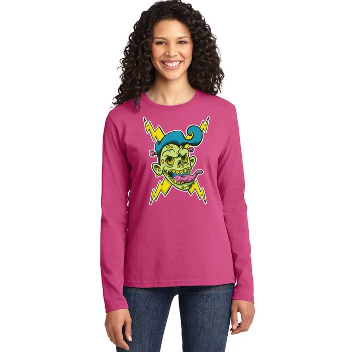 Electric Zombie Head Ladies Long Sleeve Shirt