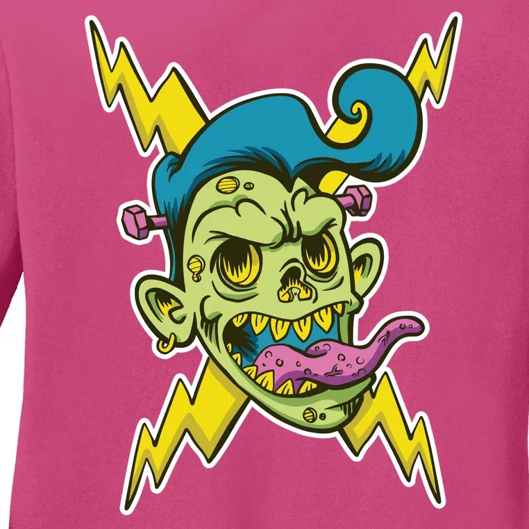 Electric Zombie Head Ladies Long Sleeve Shirt