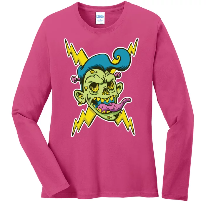 Electric Zombie Head Ladies Long Sleeve Shirt