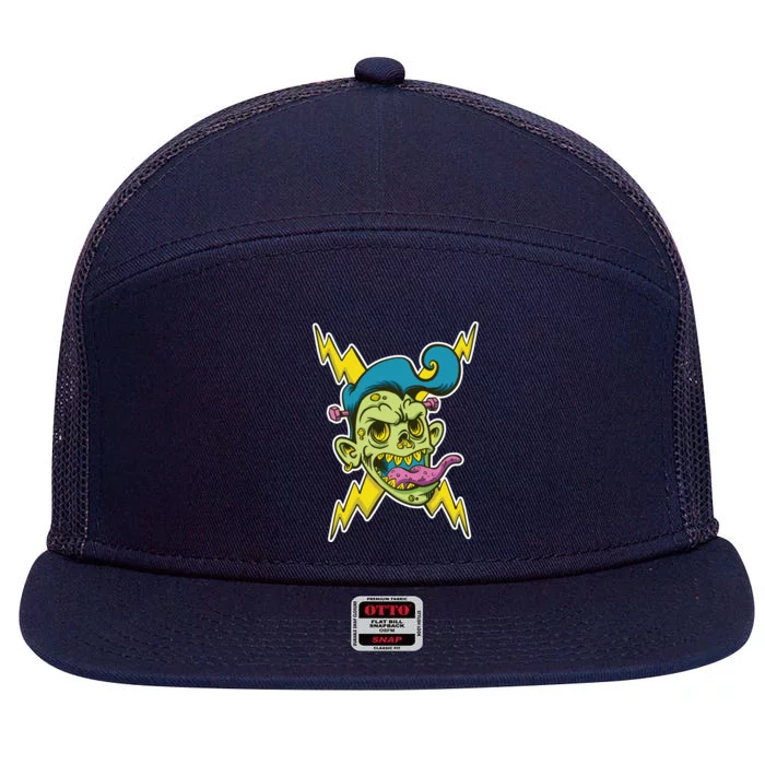 Electric Zombie Head 7 Panel Mesh Trucker Snapback Hat